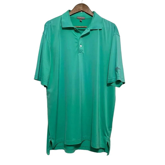 Peter Millar Summer Comfort Polo Shirt Size Large Green Golf Outdoor - Picture 7 of 7